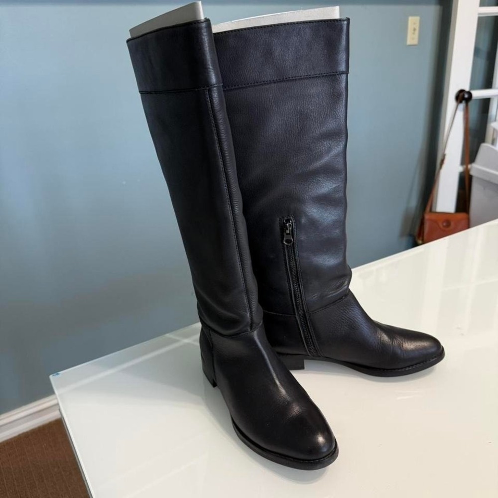 J. Jill Black Leather Knee High Riding Boots 7.5 | Classic Minimal Tall Boots